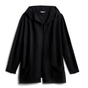 Sixbey ribbed hooded cardigan, black 1X, stitch fix